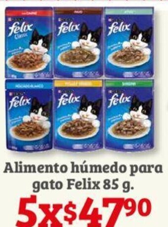 Soriana Híper Alimento húmedo para gato Felix 5x85 g. oferta