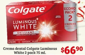 Crema dental Colgate Luminous White 2 pack 75 ml.