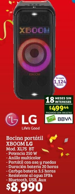 Soriana Híper LG Bocina portátil XBOOM oferta