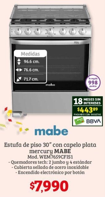 Soriana Híper MABE Estufa de piso 30" oferta
