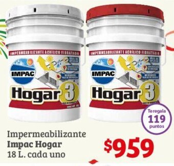 Soriana Híper Impermeabilizante Impac Hogar 18 L. cada uno oferta
