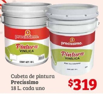 Soriana Híper Cubeta de pintura Precíssimo 18 L. cada uno oferta