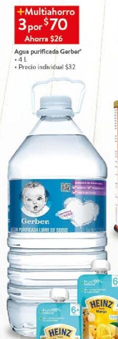Walmart Agua purificada Gerber 3x4L oferta