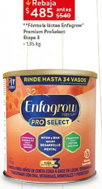 Walmart Fórmula láctea Enfagrow Premium ProSelect Etapa 3 1.35kg oferta
