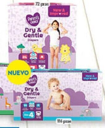Walmart Pañales desechables Parent's Choice Dry Gentle Etapa 3,4,5,6 o 7 oferta