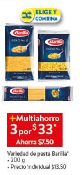 Walmart Variedad de pasta Barilla 200g oferta