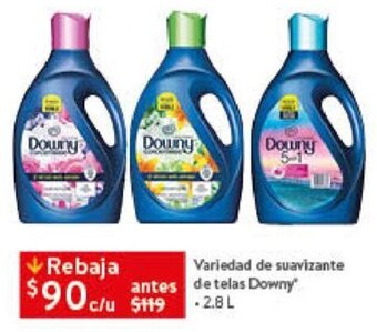 Walmart Variedad de suavizante antes de telas Downy 2.8L oferta