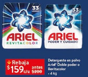 Walmart Detergente en polvo Ariel Doble poder o Revitacolor 4kg oferta