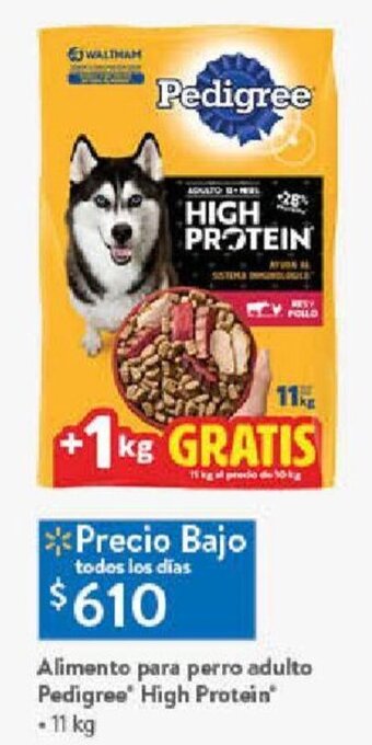 Walmart Alimento para perro adulto Pedigree High Protein 11 kg oferta
