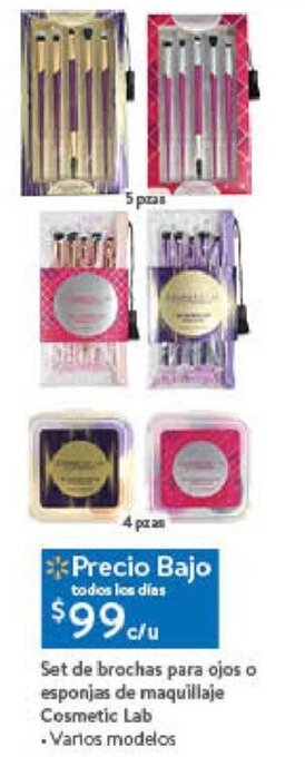 Walmart Set de brochas para ojos o esponjas de maquillaje Cosmetic Lab oferta