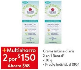Walmart Crema íntima diaria 2 en 1 Benzal 30g oferta