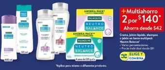 Walmart Neutro Balance Crema, jabón líquido, shampoo o jabón en barra multipack oferta