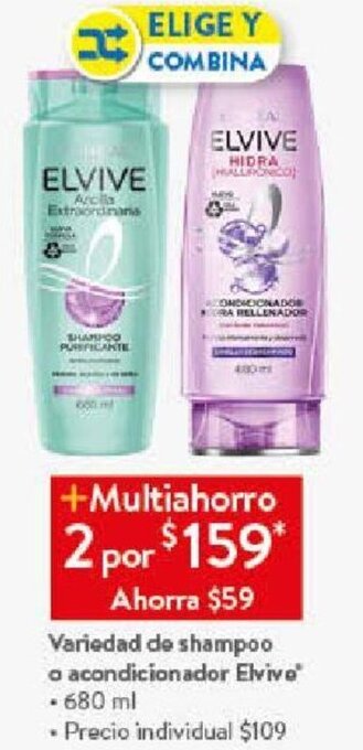 Walmart Elvive Variedad de shampoo o acondicionador 680ml oferta