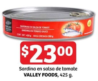 VALLEY FOODS Sardina en salsa de tomate 425 g.