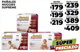 Merco PAÑALES HUGGIES SUPREME RECIÉN NACIDO C/40 oferta