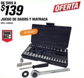 AutoZone SURE BILT JUEGO DE DADOS Y MATRACA 39 PIEZAS oferta