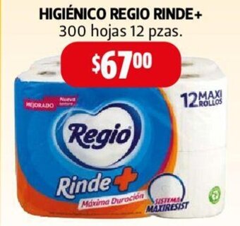 Farmacias Guadalajara HIGIÉNICO REGIO RINDE+ 300 hojas 12 pzas. oferta