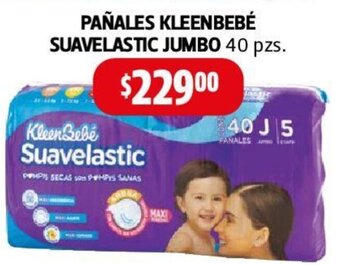 Farmacias Guadalajara PAÑALES KLEENBEBÉ SUAVELASTIC JUMBO 40 pzs. oferta