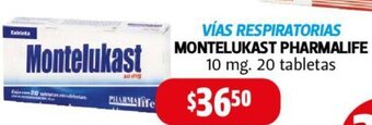 Farmacias Guadalajara VÍAS RESPIRATORIAS MONTELUKAST PHARMALIFE 10 mg. 20 tabletas oferta