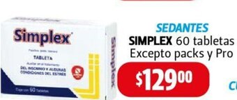 SEDANTES SIMPLEX 60 tabletas Excepto packs y Pro