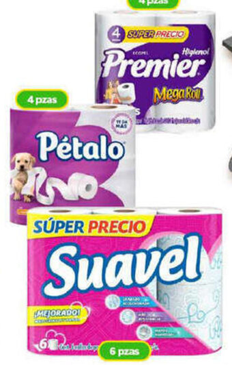 Bodega Aurrerá Premier 4 pzas/ Pétalo 4 pzas/ Suavel 6 pzas oferta