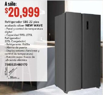 City Club NEW WAVE Refrigerador SBS 22 pies acabado silver oferta