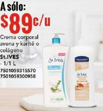 Crema corporal avena y karité o St Ives 1/1L
