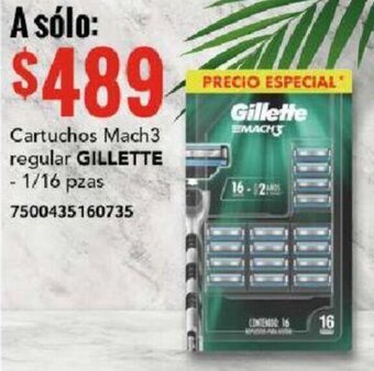 City Club GILLETTE Cartuchos Mach3 regular 1/16 pzas oferta