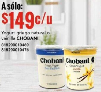 City Club CHOBANI Yogurt griego natural o vainilla oferta