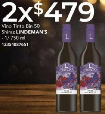 City Club LINDEMAN'S Vino Tinto Bin 50 Shiraz 1/ 750 ml oferta