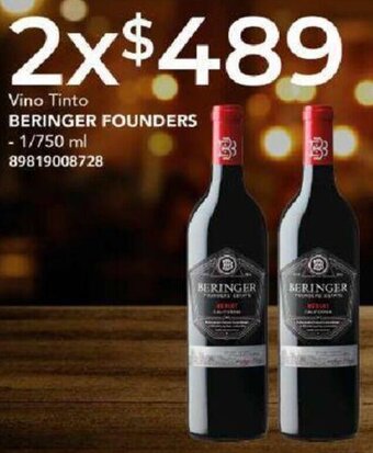 City Club BERINGER FOUNDERS Vino Tinto 1/750ml oferta