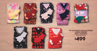 Soriana Híper SET DE PIJAMA CON CALCETINES VARIOS DISEÑOS BASIC CONCEPTS TALLAS CH-EG oferta