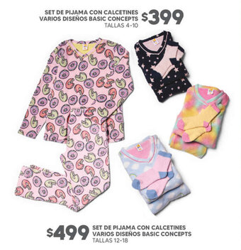 SET DE PIJAMA CON CALCETINES VARIOS DISEÑOS BASIC CONCEPTS TALLAS 4-10