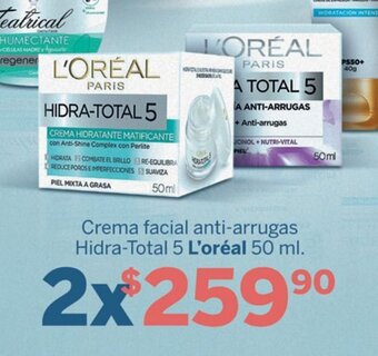 Crema facial anti-arrugas Hidra-Total 5 L'oréal 50 ml. x 2