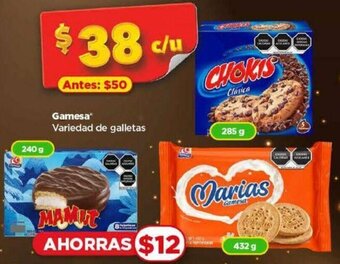 Bodega Aurrerá Gamesa Variedad de galletas Mamit 240g, Chokis 285g, Marias 432g oferta