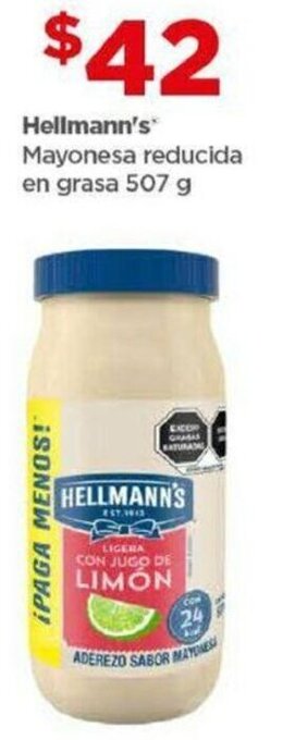 Bodega Aurrerá Hellmann's Mayonesa reducida en grasa 507 g oferta