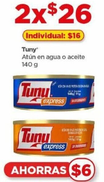 Bodega Aurrerá Tuny Atún en agua o aceite 2x140 g oferta