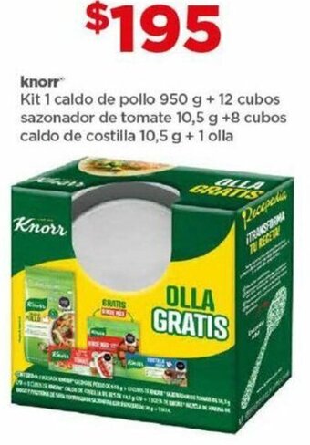 Bodega Aurrerá Knorr Kit 1 caldo de pollo 950 g + 12 cubos sazonador de tomate 10,5 g +8 cubos caldo de costilla 10,5 g + 1 olla oferta