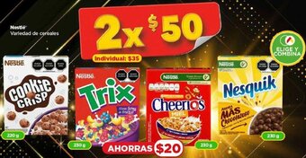 Bodega Aurrerá Nestlé Variedad de cereales Cookie Crisp 220g, Trix 230g, Cheerios Miel 230g, Nesquik 230g oferta