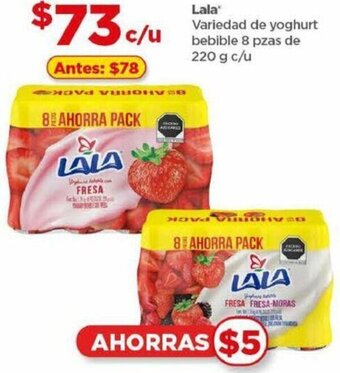 Bodega Aurrerá Lala Variedad de yoghurt bebible 8 pzas de 220 g c/u oferta