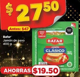 Bodega Aurrerá Bafar Jamón de pavo 400 g oferta