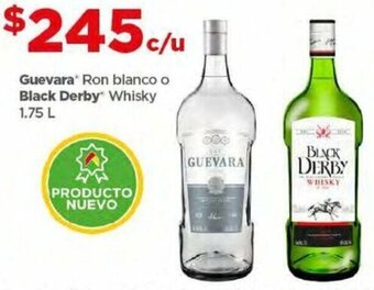 Bodega Aurrerá Guevara Ron blanco o Black Derby Whisky 1.75 L oferta
