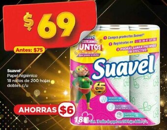 Bodega Aurrerá Suavel Papel higiénico 18 rollos de 200 hojas dobles c/u oferta