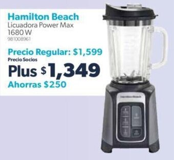 Sam's Club Hamilton Beach Licuadora Power Max 1680W oferta