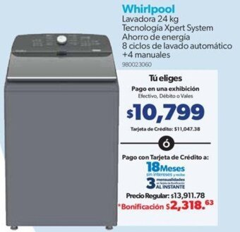 Sam's Club Whirlpool Lavadora 24 kg oferta