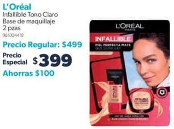 L'Oréal Infallible Tono Claro Base de maquillaje 2 pzas