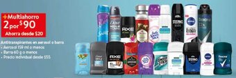 Walmart Antitranspirantes en aerosol o barra Aerosol 159 ml o menos oferta