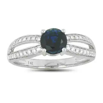 Anillo de Zafiro y Diamantes, 0.18ctw, Oro Blanco 14kt