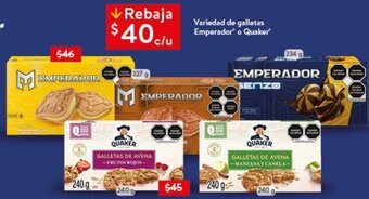 Walmart Variedad de galletas Emperador o Quaker oferta