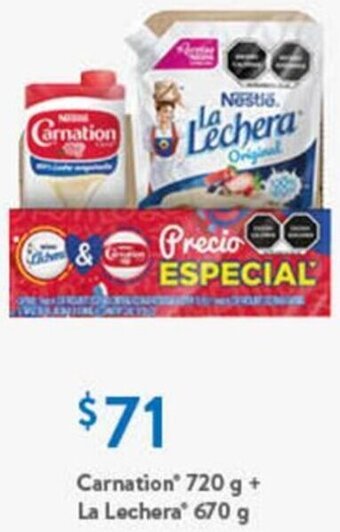 Walmart Carnation 720 g + La Lechera 670 g oferta